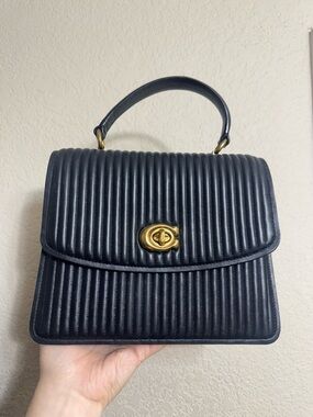 Coach Parker Quilted Top-Handle Women's Bag in Black Gold hardware